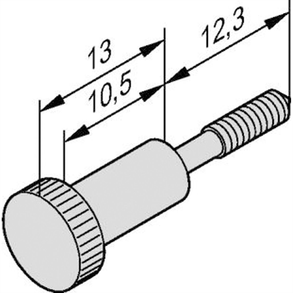Vis à collerette de SCHROFF, tête moletée version longue, M2.5 x 12.3 mm, laiton nickelé, 100 pièces