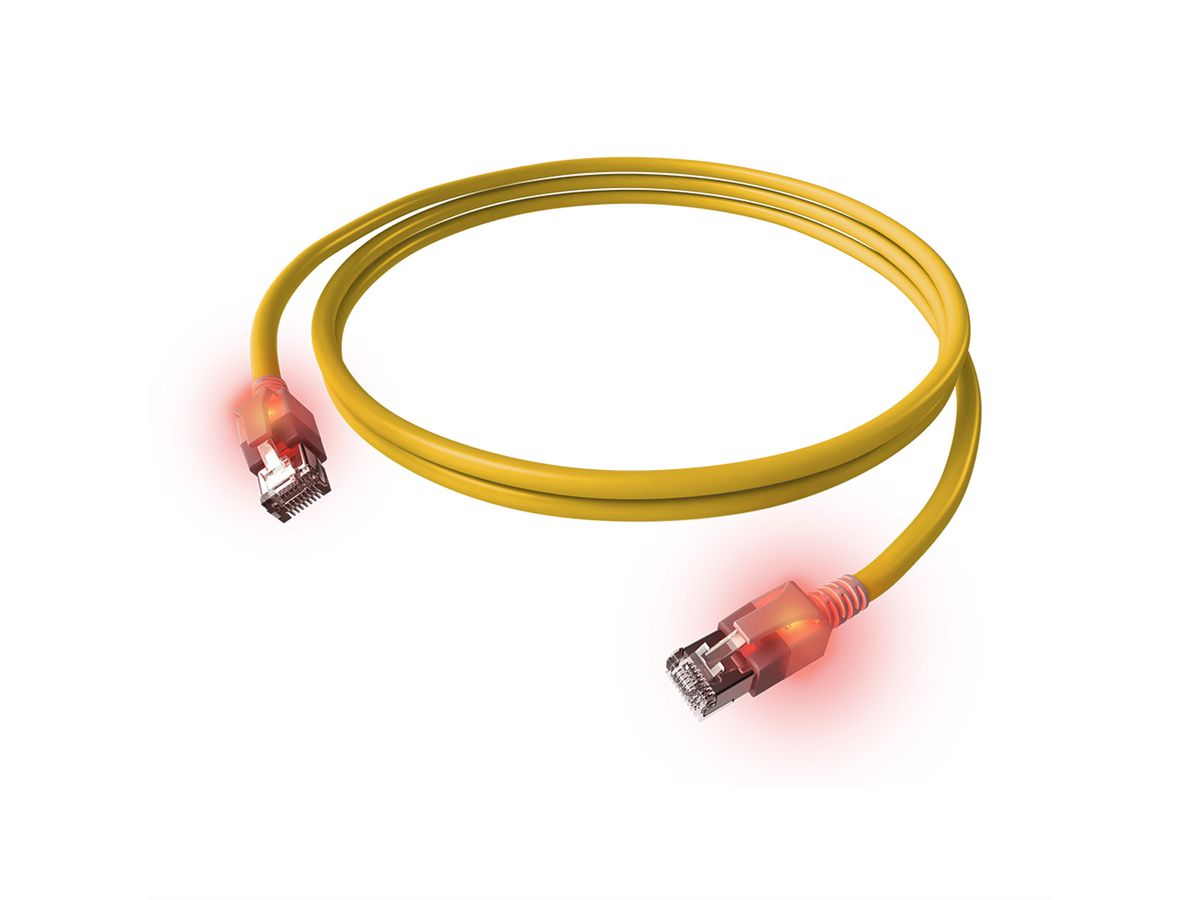 Cordon EasyLan DualBoot® LED Cat.6A (Classe EA) S/FTP, LSOH, jaune, 5 m