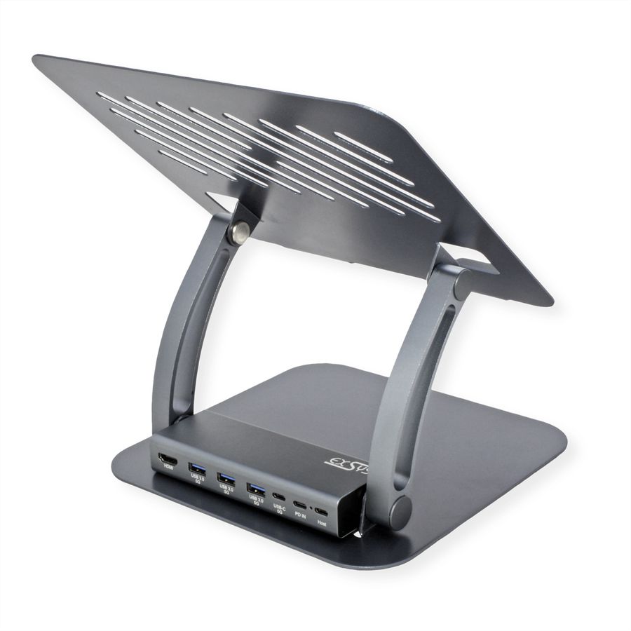 EXSYS EX-1224HM Support pour ordinateur portable, avec station d'accueil USB-C 7 en 1 amovible