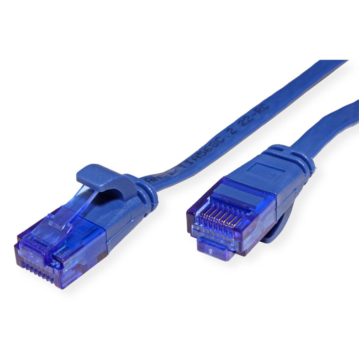 Cordon VALUE Cat.6A (Classe EA) UTP confectionné, plat, bleu, 2 m