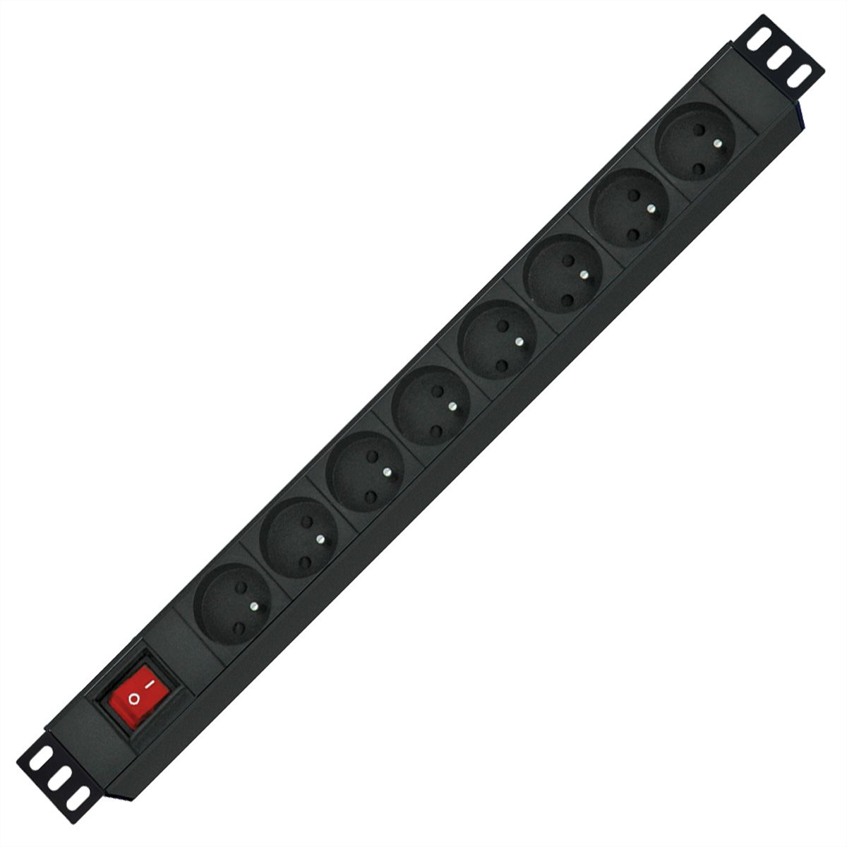 ROLINE Prise multiple 19", 8 ports, avec interrupteur, noir, 1,8 m