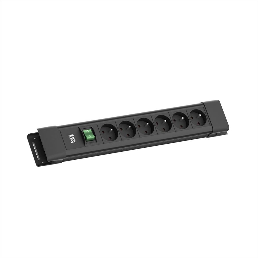 BACHMANN CONNECTUS 6xUTE , 1xinterrupteur 2,0m CEE7/7 noir