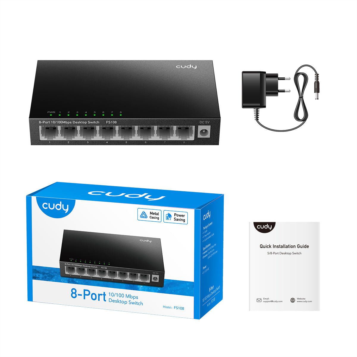 CUDY FS108 Switch 8 ports 10/100 Mbps métal