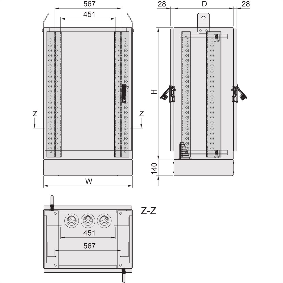 SCHROFF Outdoor Comline FTTX Cabinet avec double accès, 600H 800W 600D