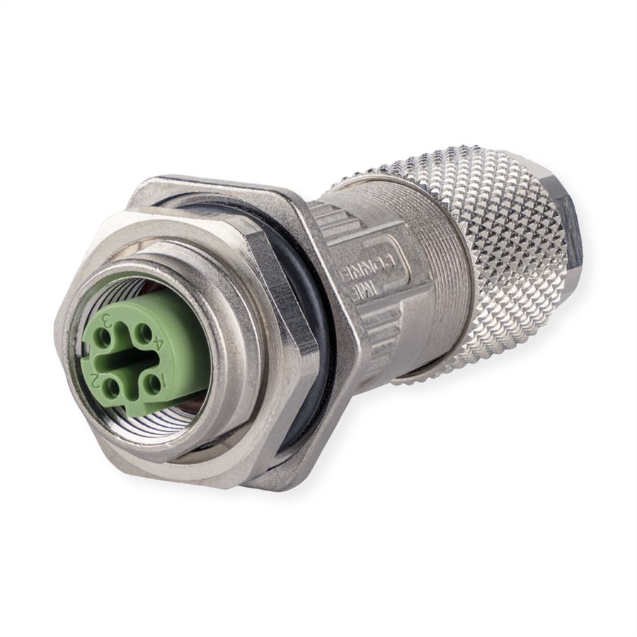 METZ CONNECT M12 / M12 connecteur codage D IP67 Cat. 5, Ø 6-9,7 mm à confectionner sur site avec bride