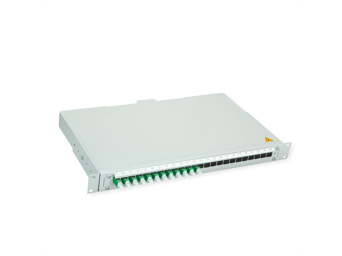 TELEGÄRTNER BASIS V Panneau fibre optique avec coupleurs & Pigtails , 12x E2000, OS2 vert APC