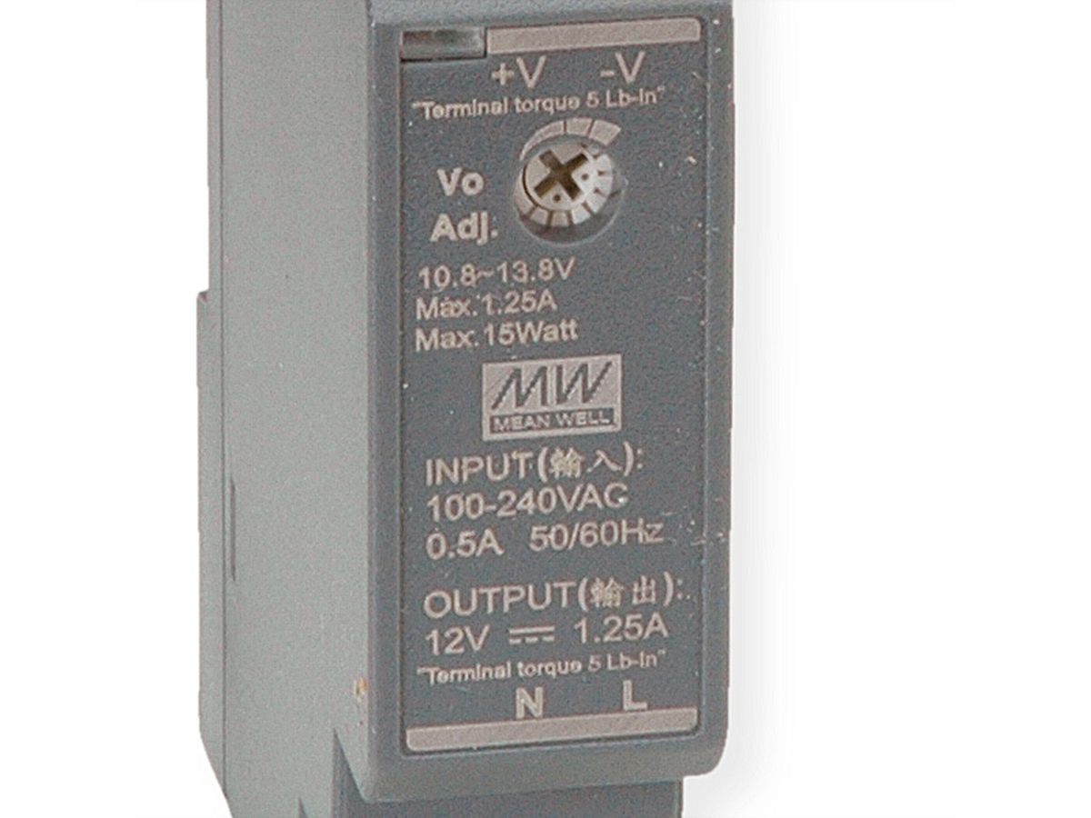 MEAN WELL HDR-15-12 Alimentation industrielle DIN 15W 12V DC, anthracite