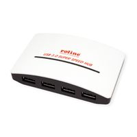 ROLINE Hub USB 3.2 Gen 1 "Black and White", 4 ports, avec alimentation