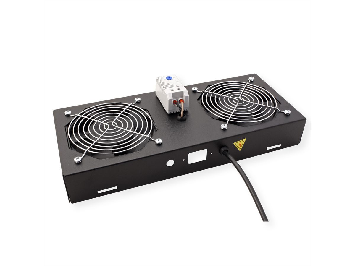 ROLINE Unité de ventilation 2 ventilateurs, thermostat , pour boîtier mural 19", noir