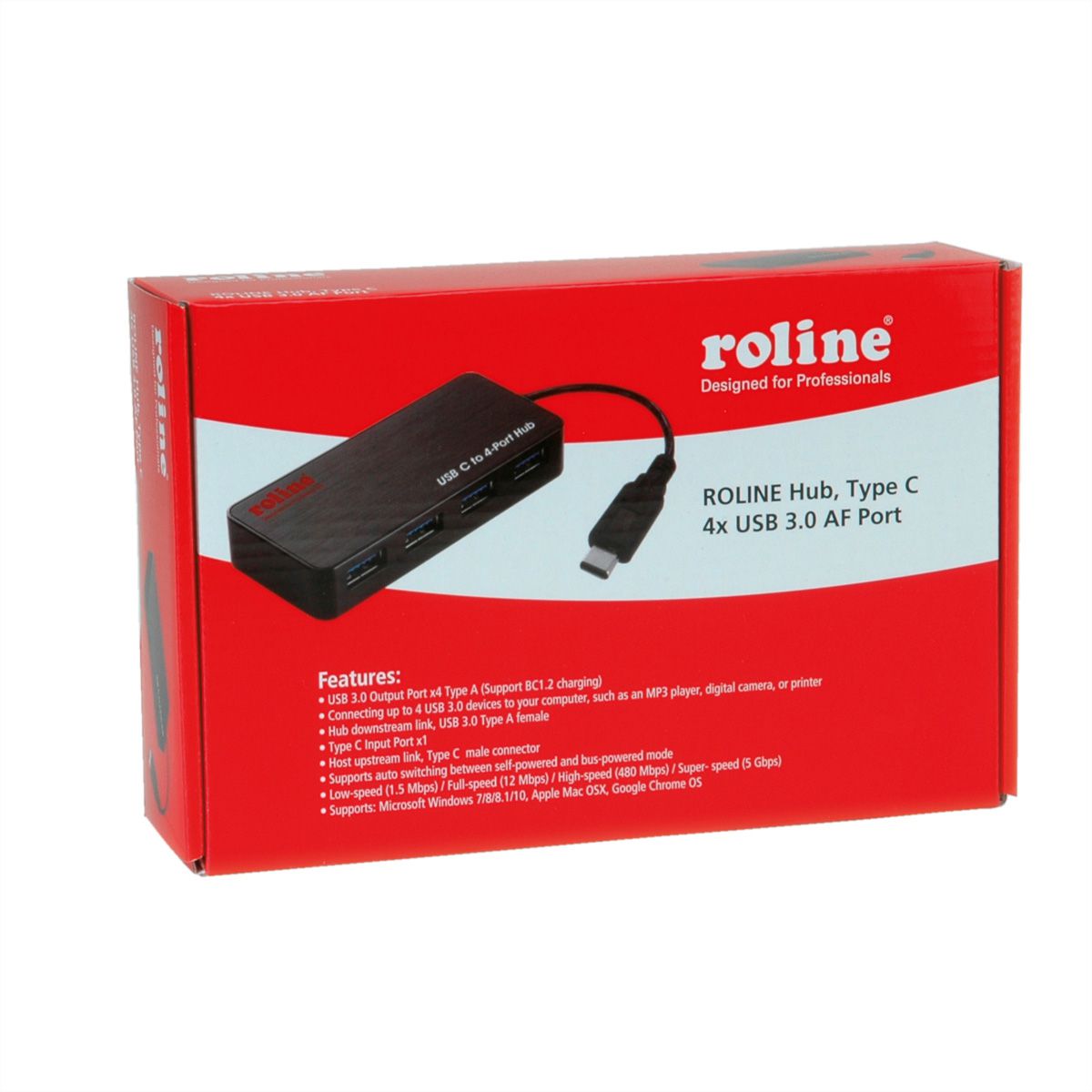 ROLINE Hub USB 3.2 Gen 1, 4 ports, prise type C