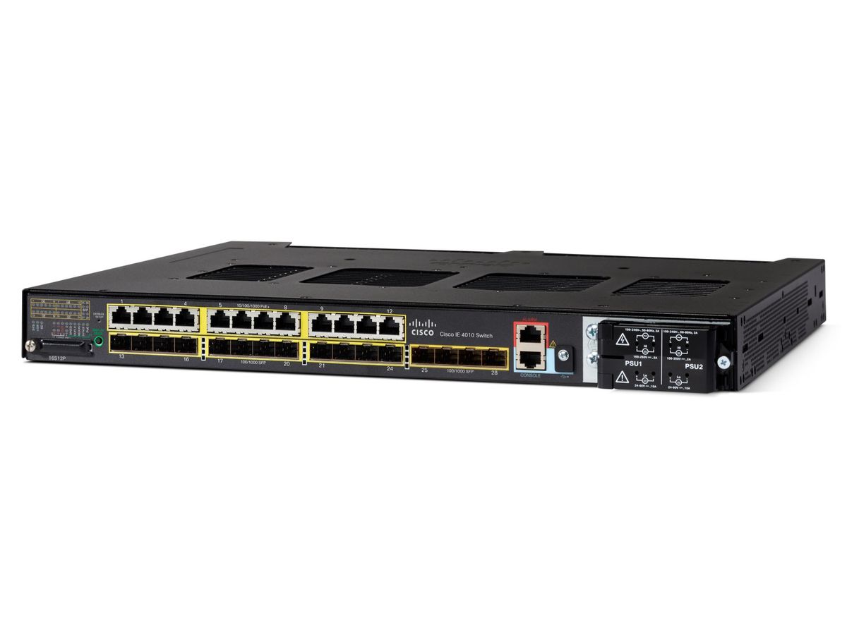 Cisco IE-4010-16S12P commutateur réseau Géré L2/L3 Gigabit Ethernet (10/100/1000) Connexion Ethernet, supportant l'alimentation via ce port (PoE) 1U Noir