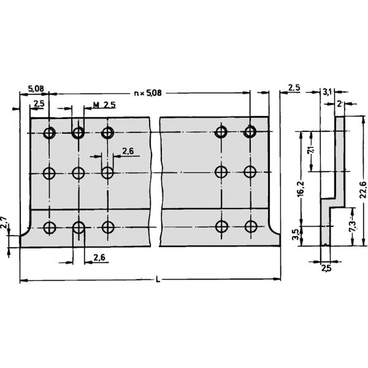 SCHROFF Rail en Z pour connecteur, EN 60603-2, 4 CV