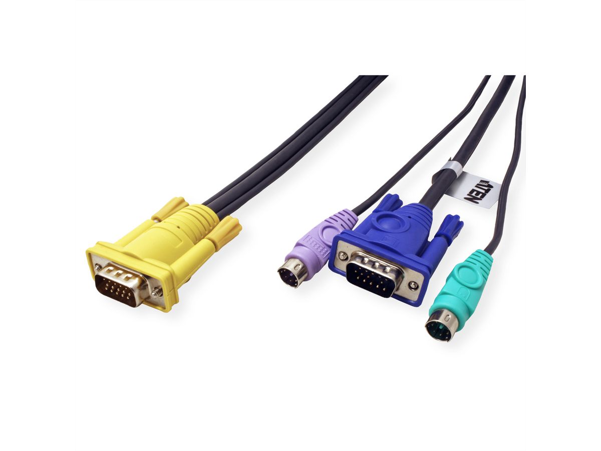 ATEN 2L-5201P Câble KVM VGA PS/2, noir, 1,2 m