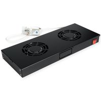 ROLINE 19" Unité de ventilation, 2 ventilateurs, thermostat, noire