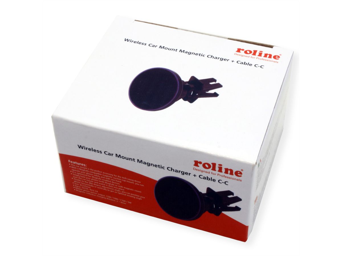 ROLINE Chargeur sans fil (15W) et support pour smartphone de voiture, induction