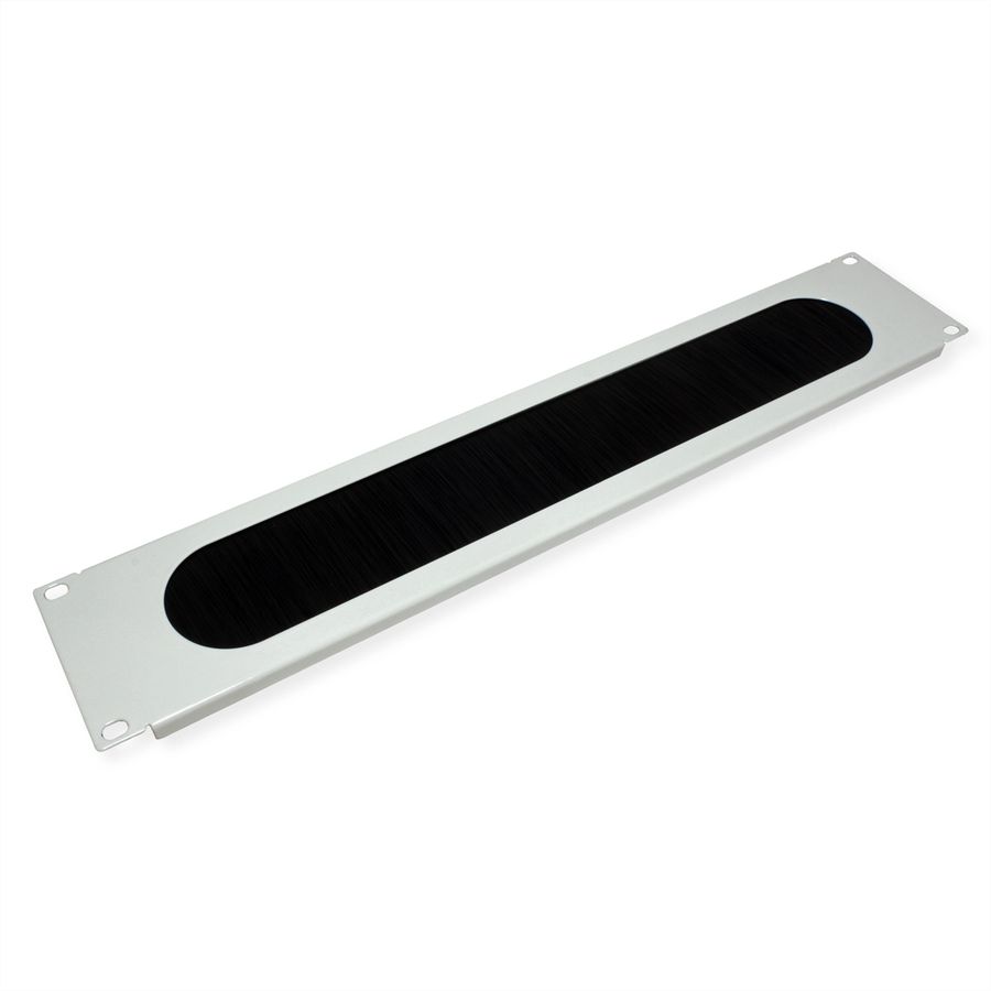 VALUE Passe-câbles 19" 2 UH avec brosse et décharge de traction, gris