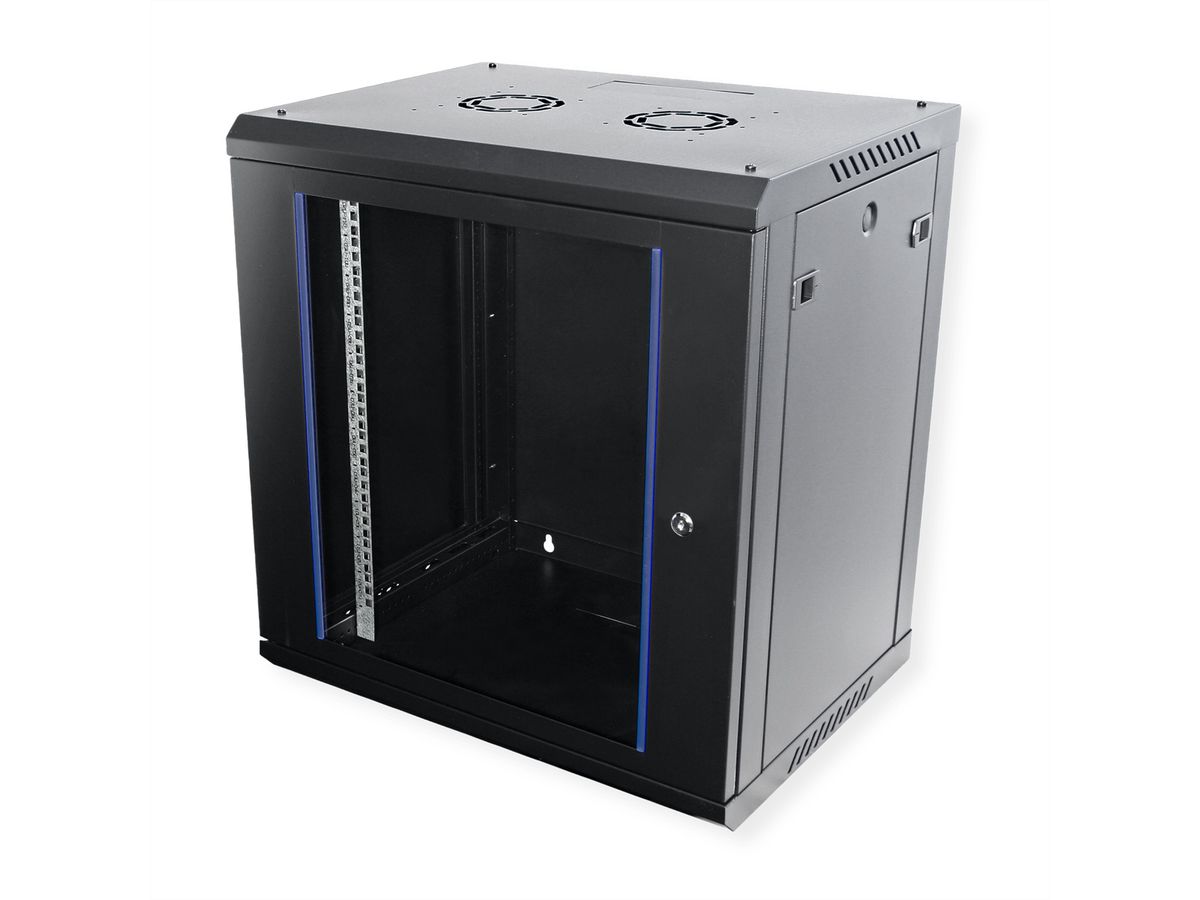 VALUE Boîtier mural 19 pouces 12U, 600 x 450 mm, noir, kit à assembler