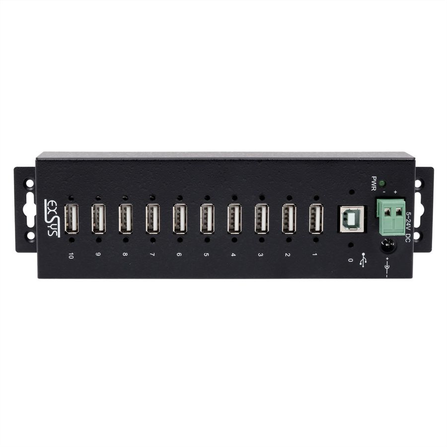 EXSYS EX-1170HMVS Hub métal USB 2.0, 10 ports, protection de surtension 15KV