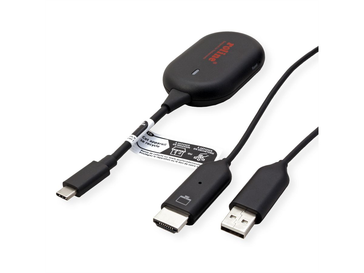ROLINE Kit de dongle d'affichage P2P sans fil, Tx+Rx, HDMI, 1080p , 20 m