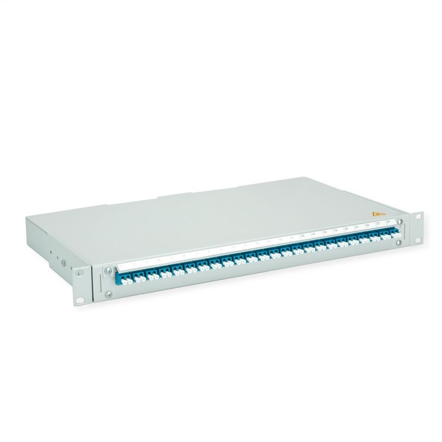 TELEGÄRTNER BASIS V Panneau fibre optique avec coupleurs & Pigtails , 24x LC Duplex, bleu, OS2 PC