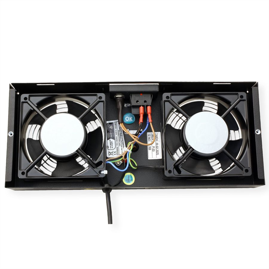 ROLINE Unité de ventilation 2 ventilateurs, thermostat , pour boîtier mural 19", noir