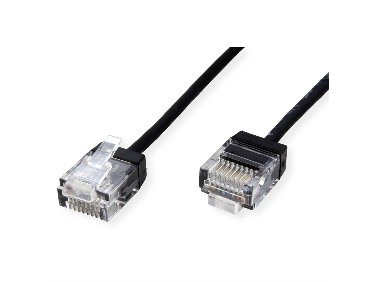 ROLINE Cordon Data Center UTP Cat.6A (Classe EA), LSOH, slim, pour chemins très courts, noir, 3 m