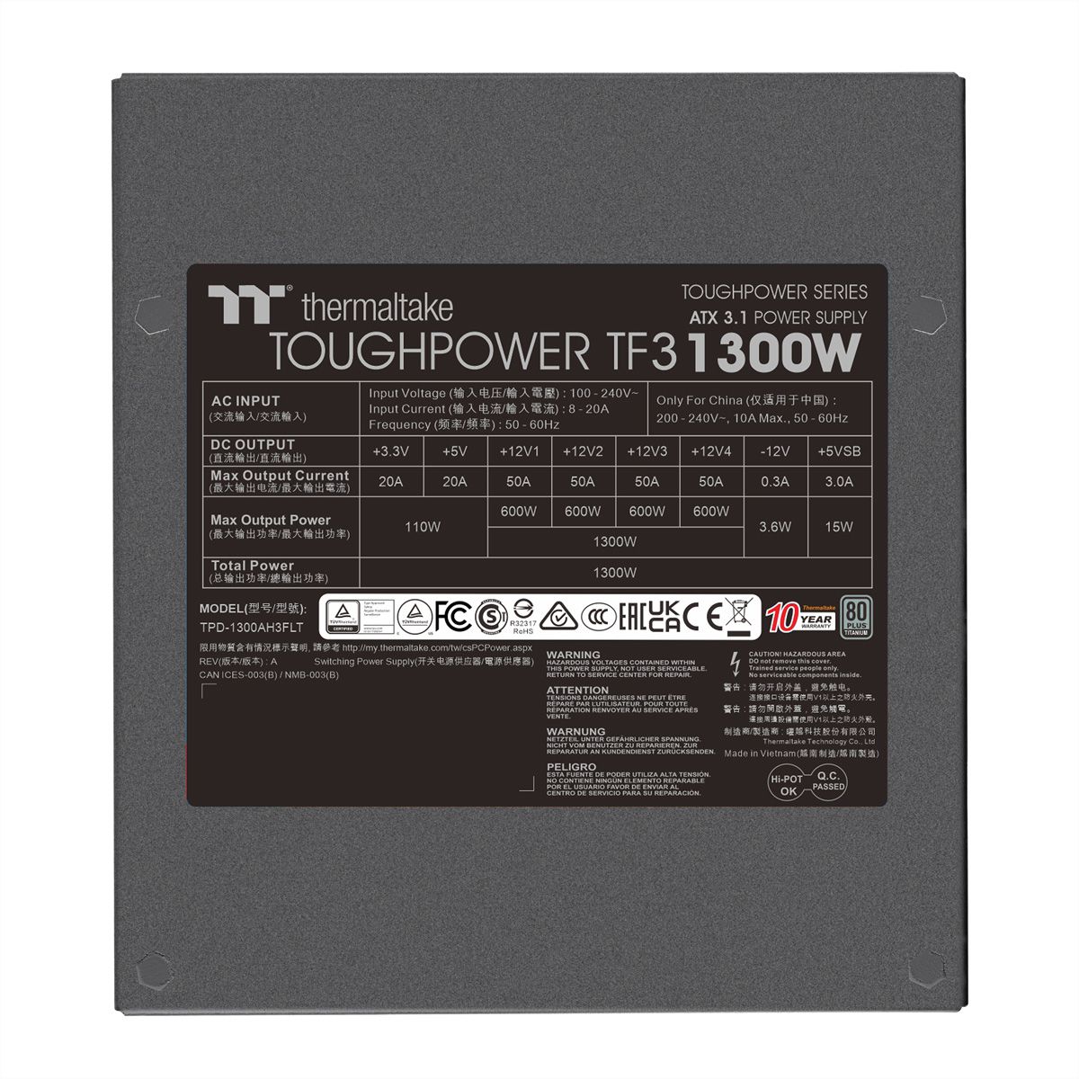 Thermaltake Toughpower TF3 1300W, Bloc d'alimentation