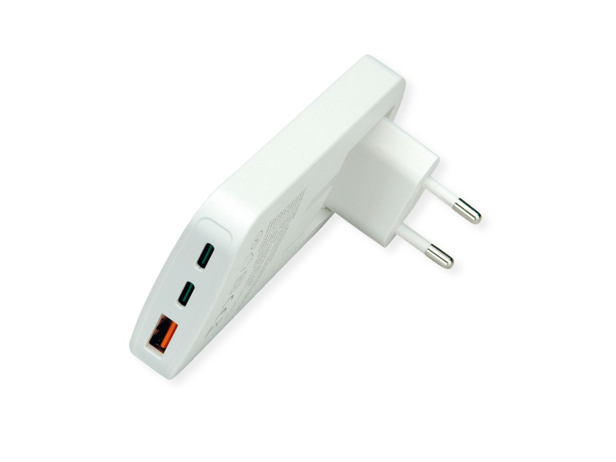 ROLINE Chargeur USB extra plat, avec prise Euro pliable, 65W
