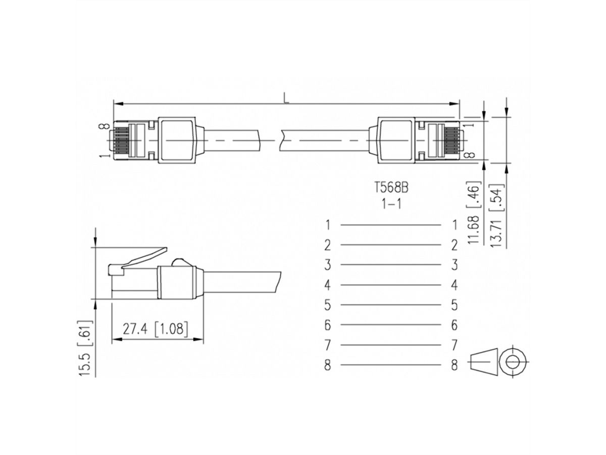 Cordon BTR Cat.6 (Classe E) S/FTP, Ultraflex500 VoIP AWG 26, LSOH, blanc, 15 m