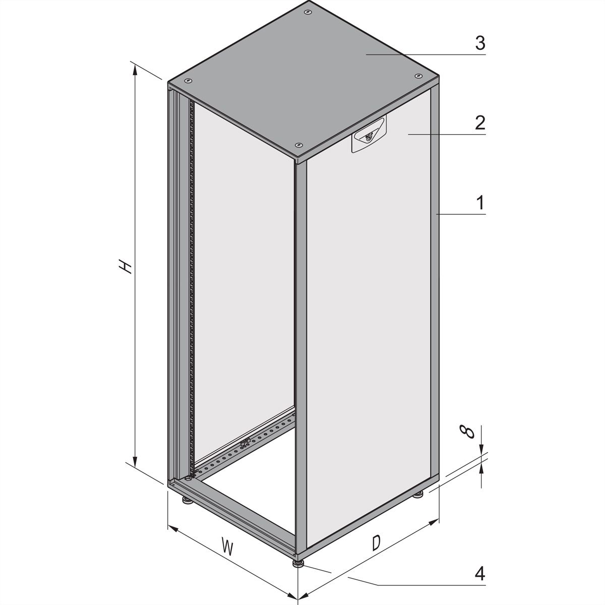 Armoire Novastar SCHROFF sans porte ni panneau arrière, Heavy-Line, RAL 7021, 1567H 553W 600D