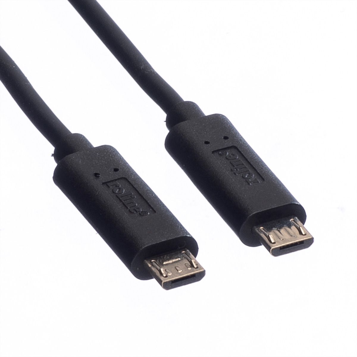 ROLINE Câble chargeur USB 2.0, Micro B - Micro B, M/M, noir, 0,3 m