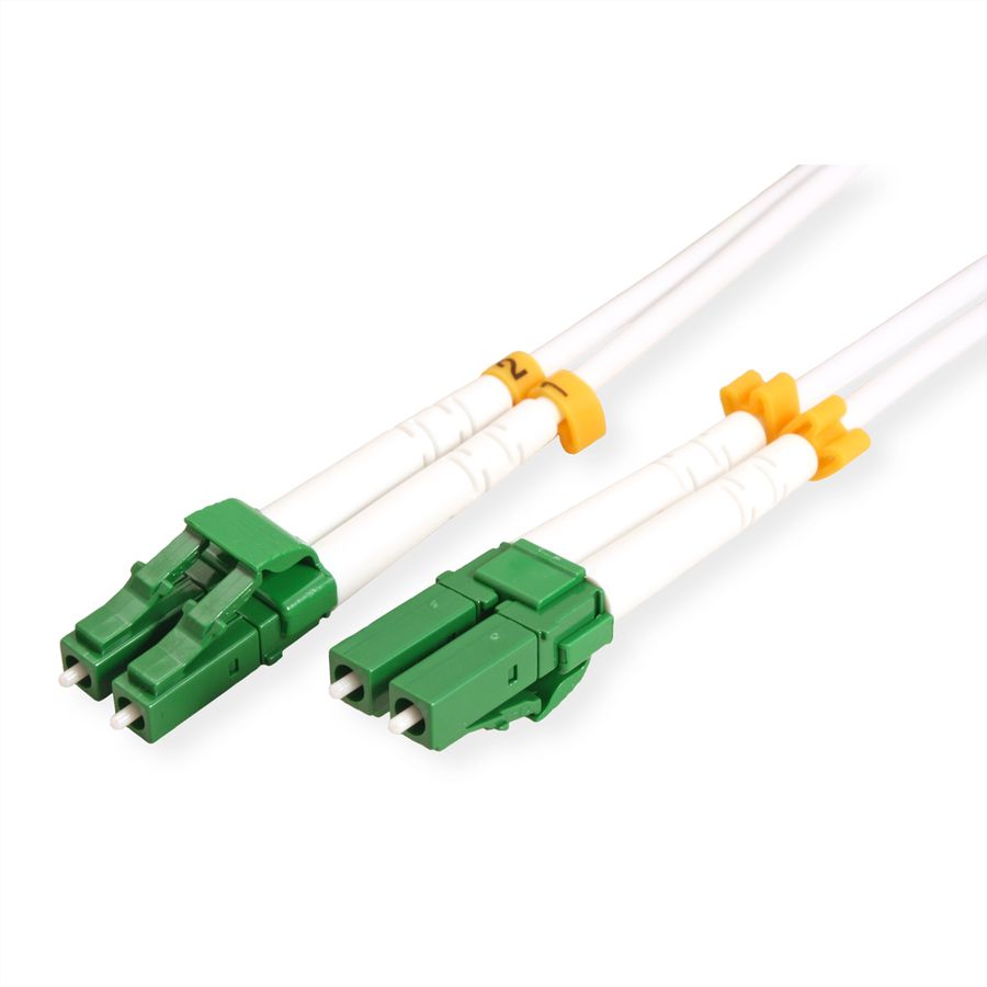 ROLINE Cordon FO duplex OS2, Singlemode 9/125µm LC-APC/LC-APC, armé d'acier, LSOH, blanc, 1 m