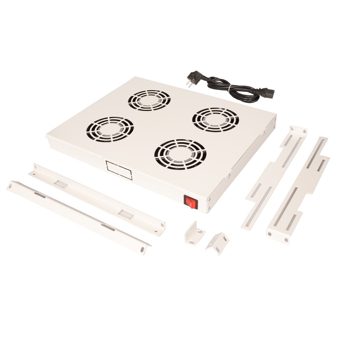 ROLINE 19" Unité de ventilation, 4 ventilateurs, ON/OFF, gris
