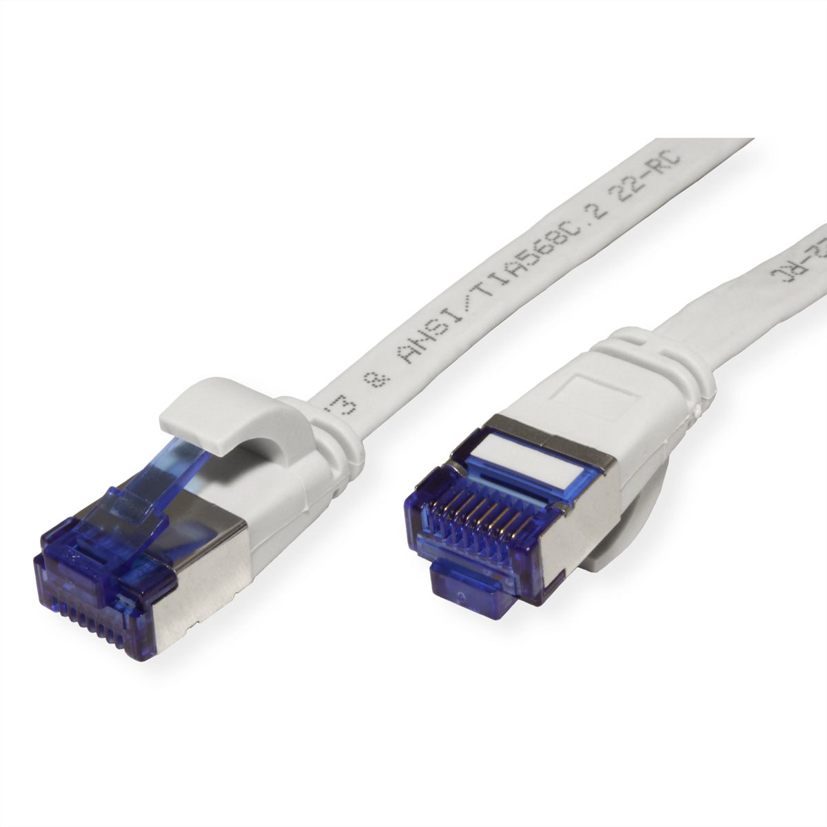 Cordon VALUE Cat.6A (Classe EA) F/UTP confectionné, plat, gris, 1 m