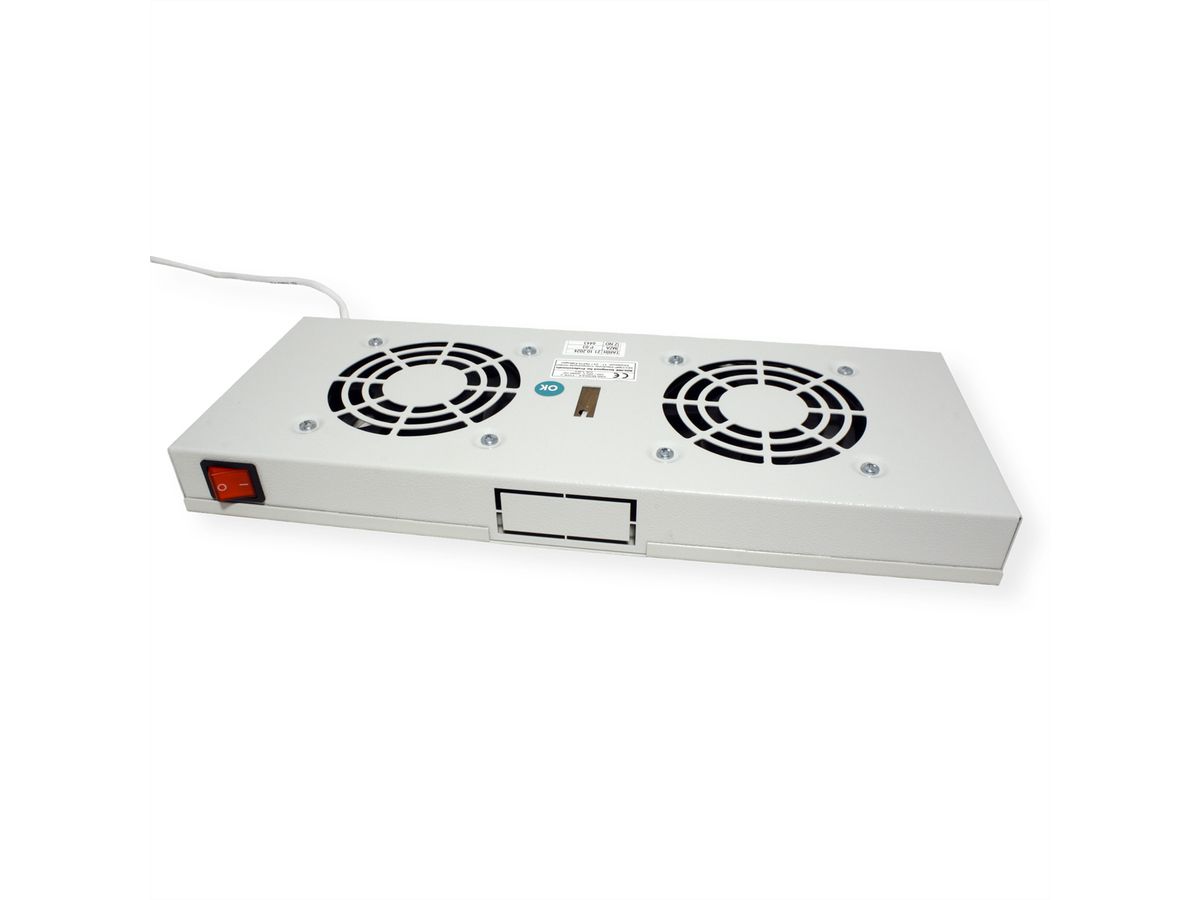 ROLINE 19" Unité de ventilation, 2 ventilateurs, Thermostat gris