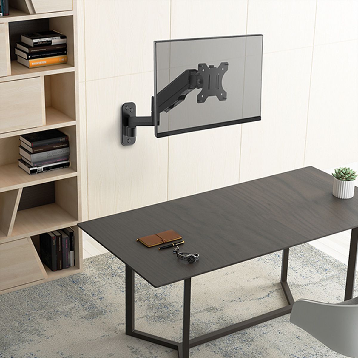VALUE Support LCD, montage mural, 5 articulations, noir