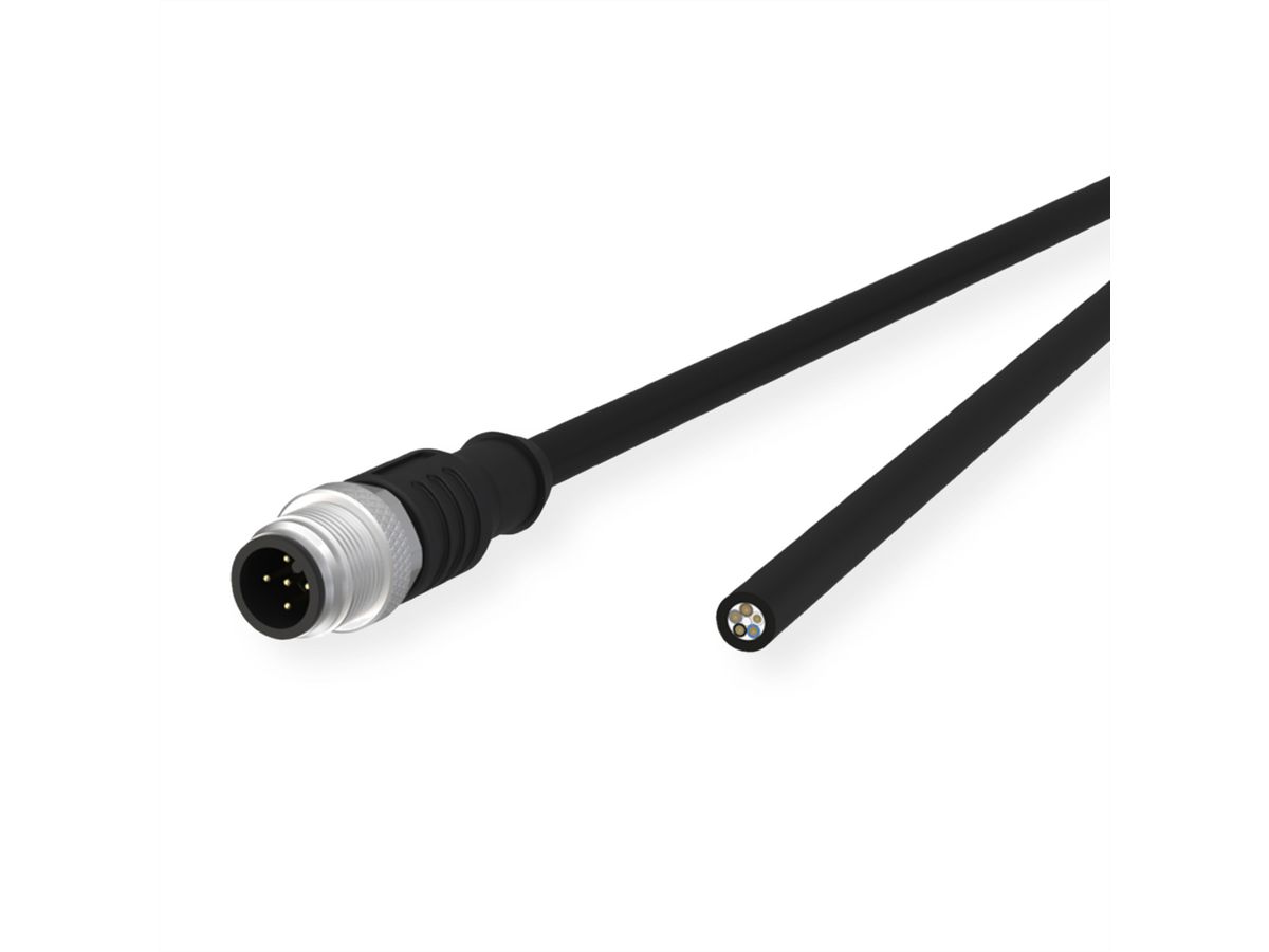 METZ CONNECT Câble de capteur/actionneur M12, codage A, M12 connecteur droit - extrémité ouverte, non blind, 5 pôles, PUR, 5 m