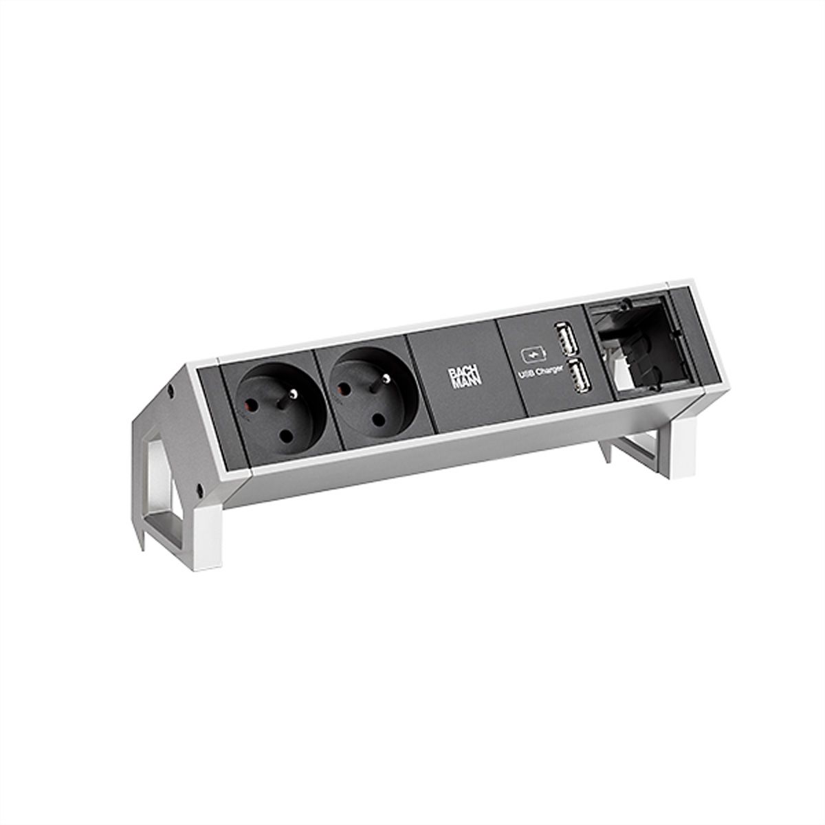 BACHMANN DESK2 2xUTE 35° 1xUSB Chargeur 1xCM Courant 0,2m GST18 Inox