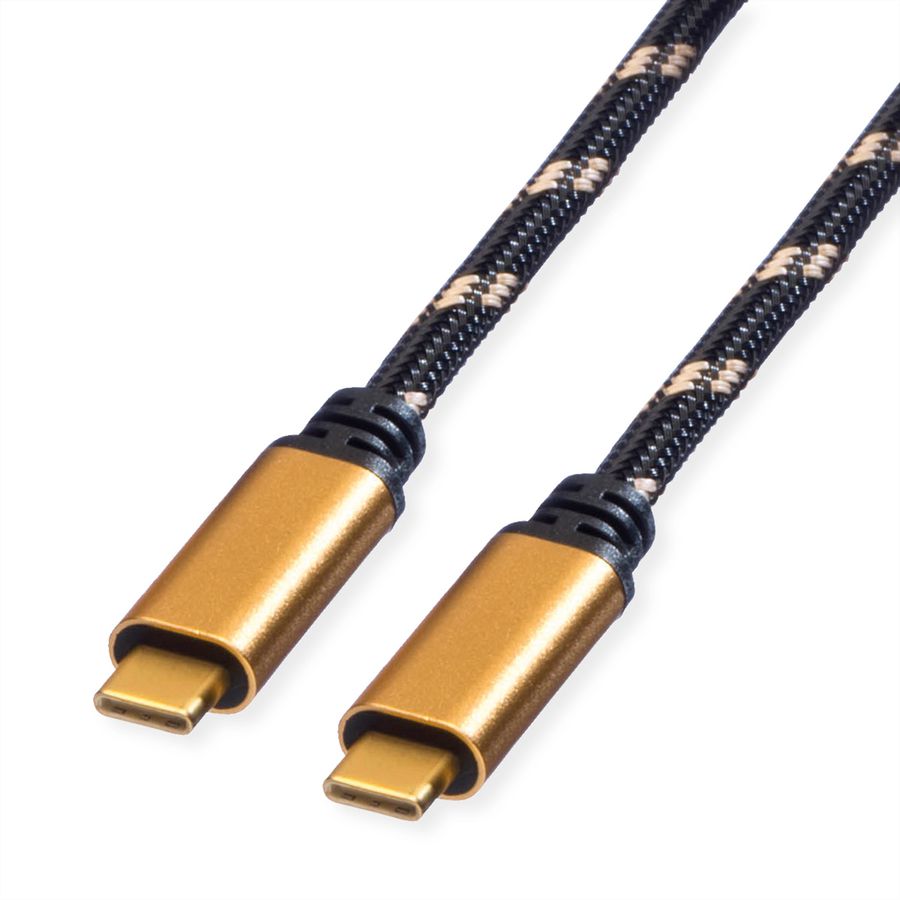ROLINE GOLD Câble USB4 Gen3x2, C–C, M/M, 8K UHD-2, 40Gbit/s, 100W, noir / or, 2 m