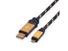 ROLINE GOLD Câble USB 2.0, USB A mâle - Micro USB B mâle, 1,8 m