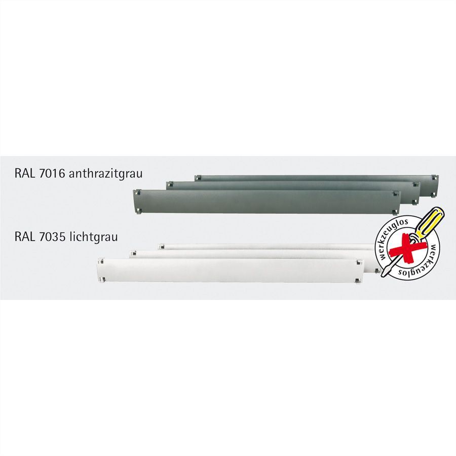 Caches plastiques 19" 1 UH, RAL 7035 gris clair, 10 pièces, gris