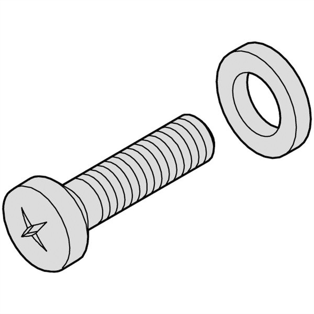 Vis à tête cylindrique SCHROFF, empreinte transversale M2,5x12, acier nickelé + rondelle de sécurité (PA)