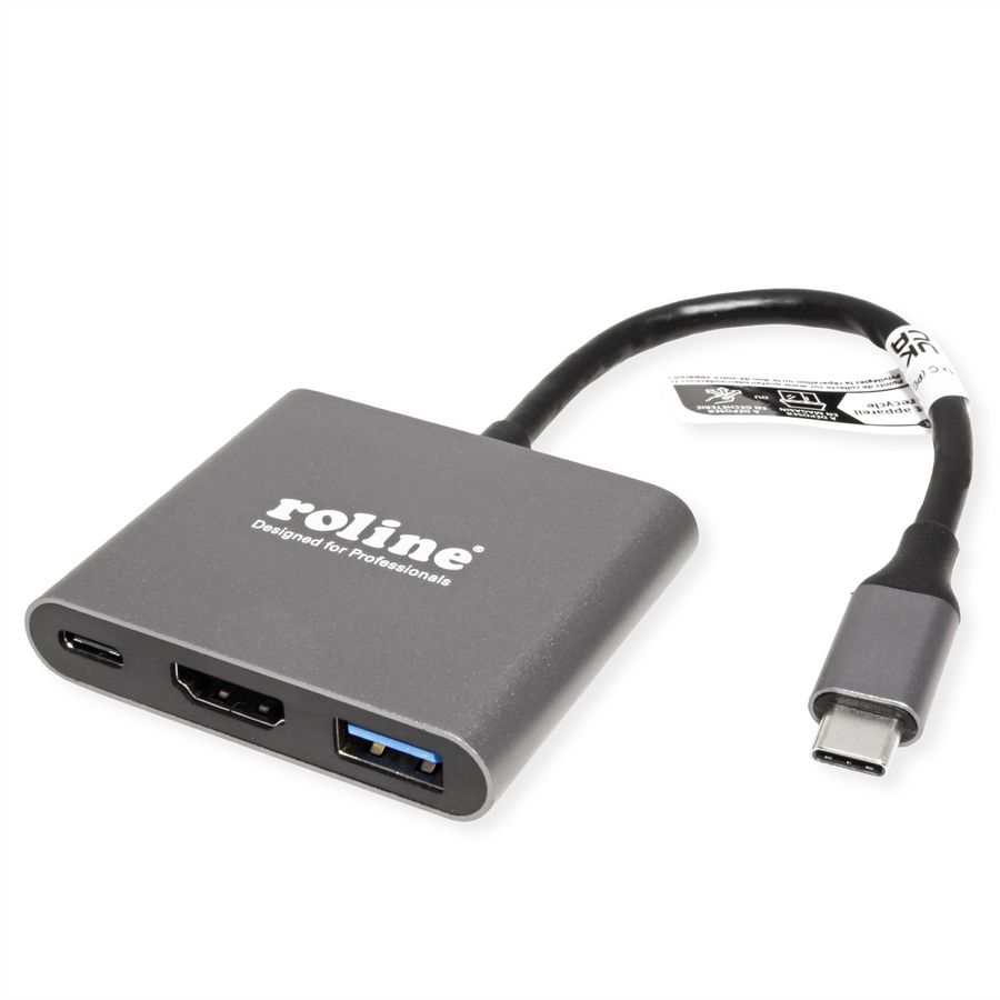ROLINE Adaptateur USB Type C - HDMI , USB 3.2 Gen 1 A + Type C (Power Delivery)
