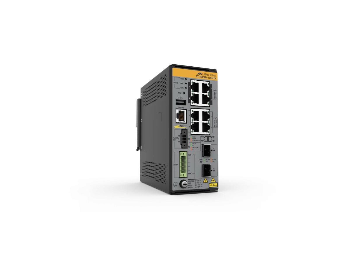 Allied Telesis IE220-10GHX Géré L2 Gigabit Ethernet (10/100/1000) Connexion Ethernet, supportant l'alimentation via ce port (PoE) Gris