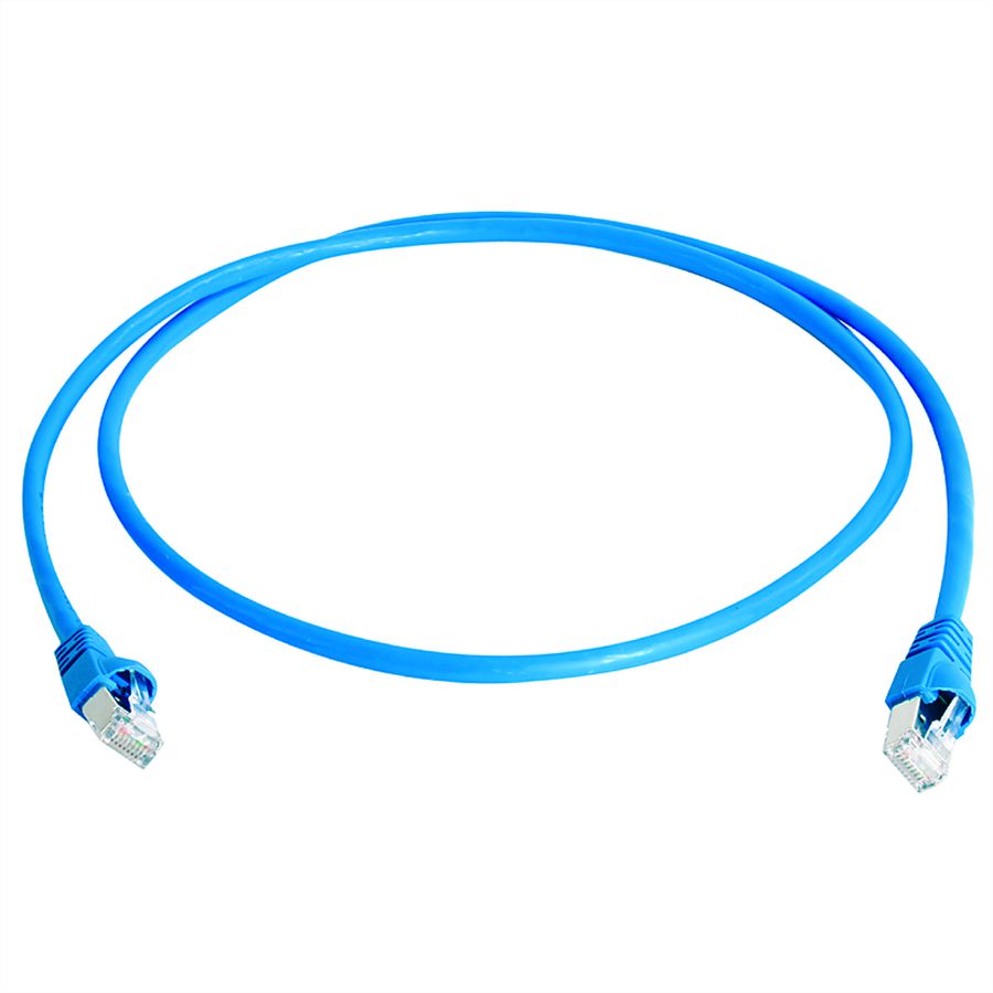 TELEGÄRTNER Mini Cordon S/FTP Cat.6A, MP8 FS500, LSZH, 1:1 , bleu, 2 m