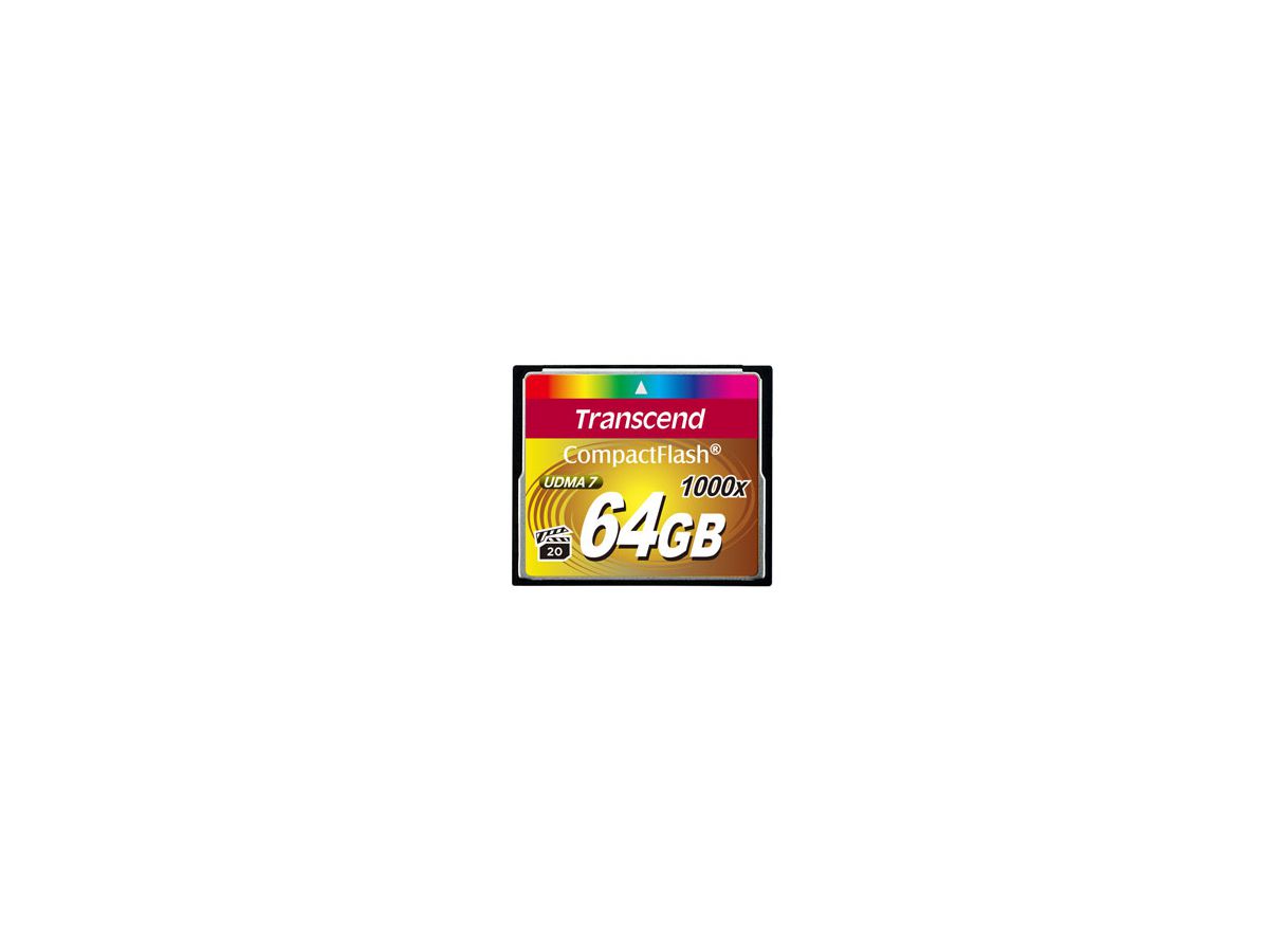 Transcend CompactFlash Card 1000x 64GB 64Go CompactFlash Classe 6 mémoire flash