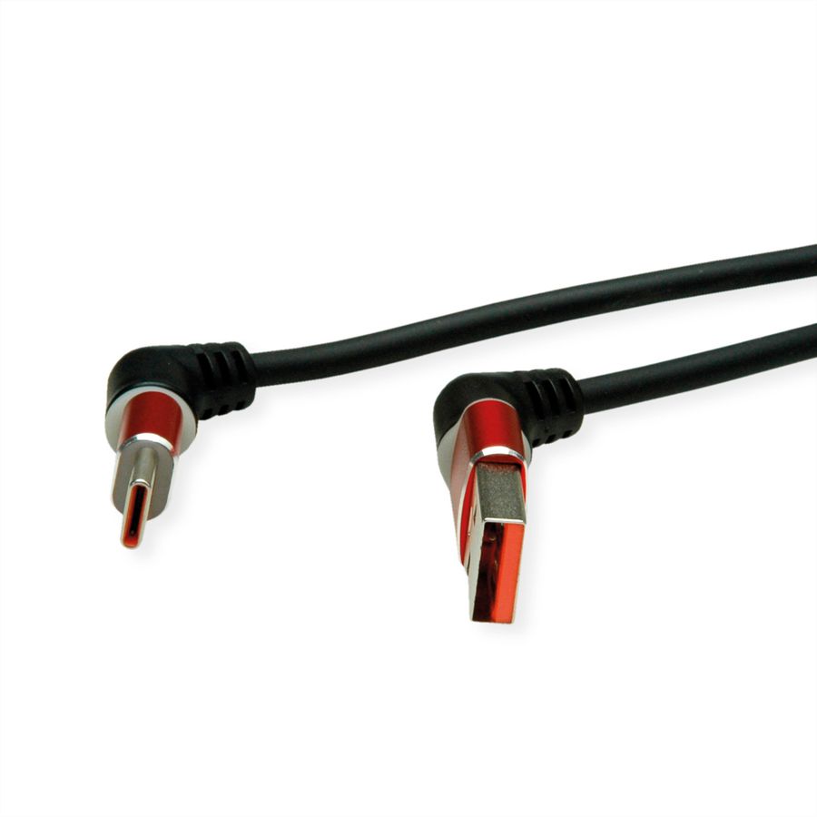 ROLINE Câble USB 2.0, C-A, M/M, rotation à 360°, rouge/noir, 1 m