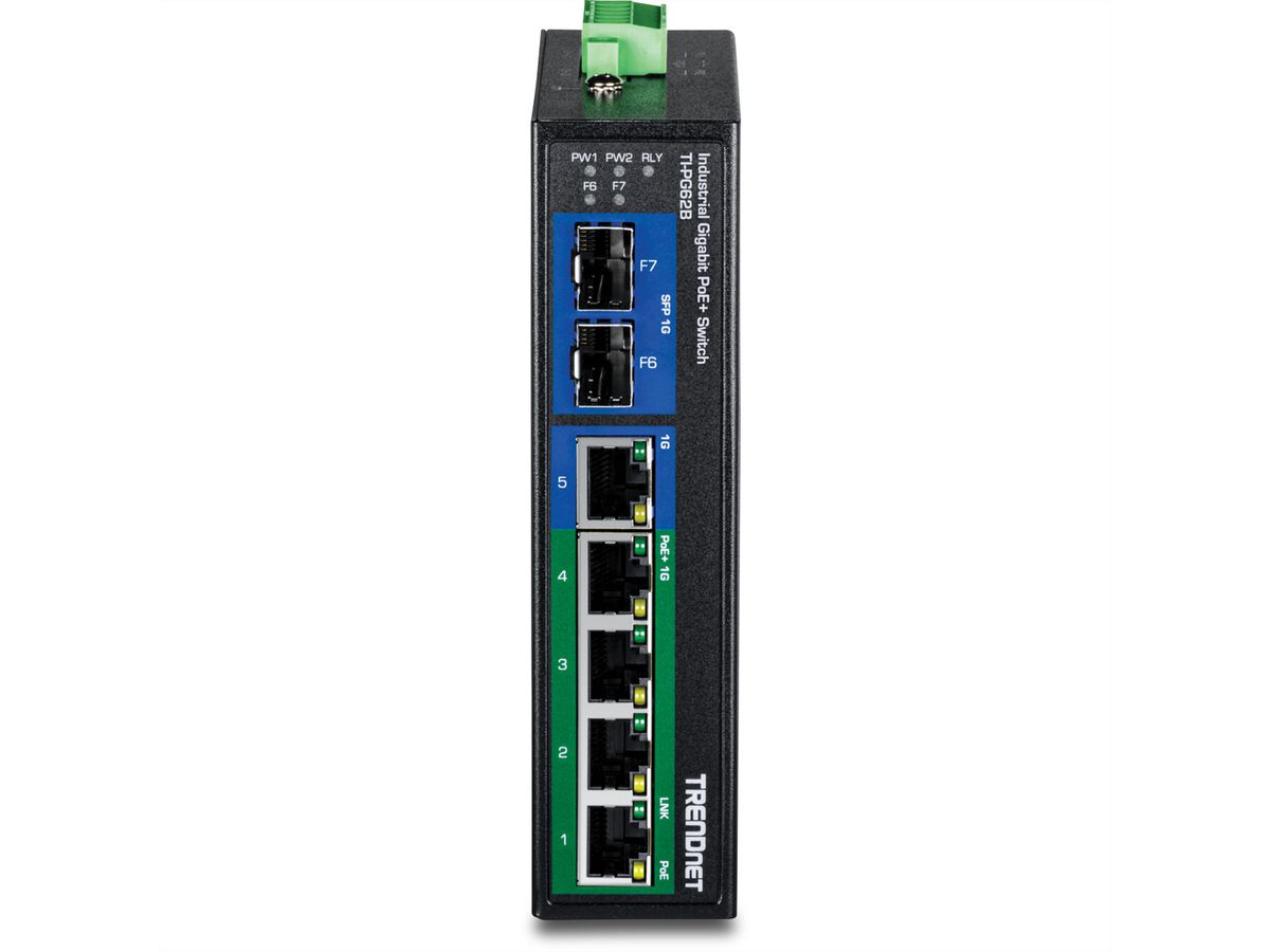 TRENDnet TI-PG62B Switch Rail DIN PoE+ Gigabit industriel à 7 ports