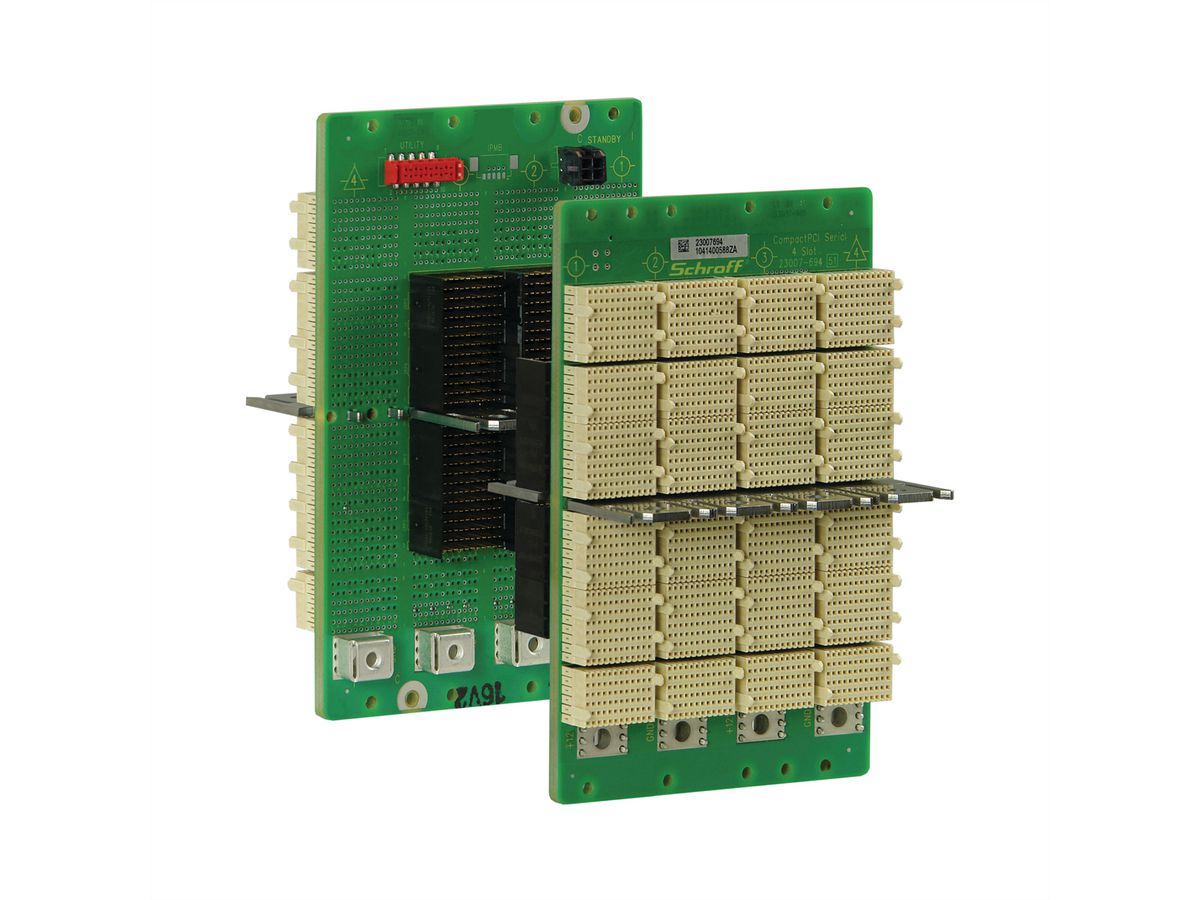 Carte-mère série CPCI SCHROFF, 3 U, 4 slots, System Slot Right, Full-Mesh, avec RIO