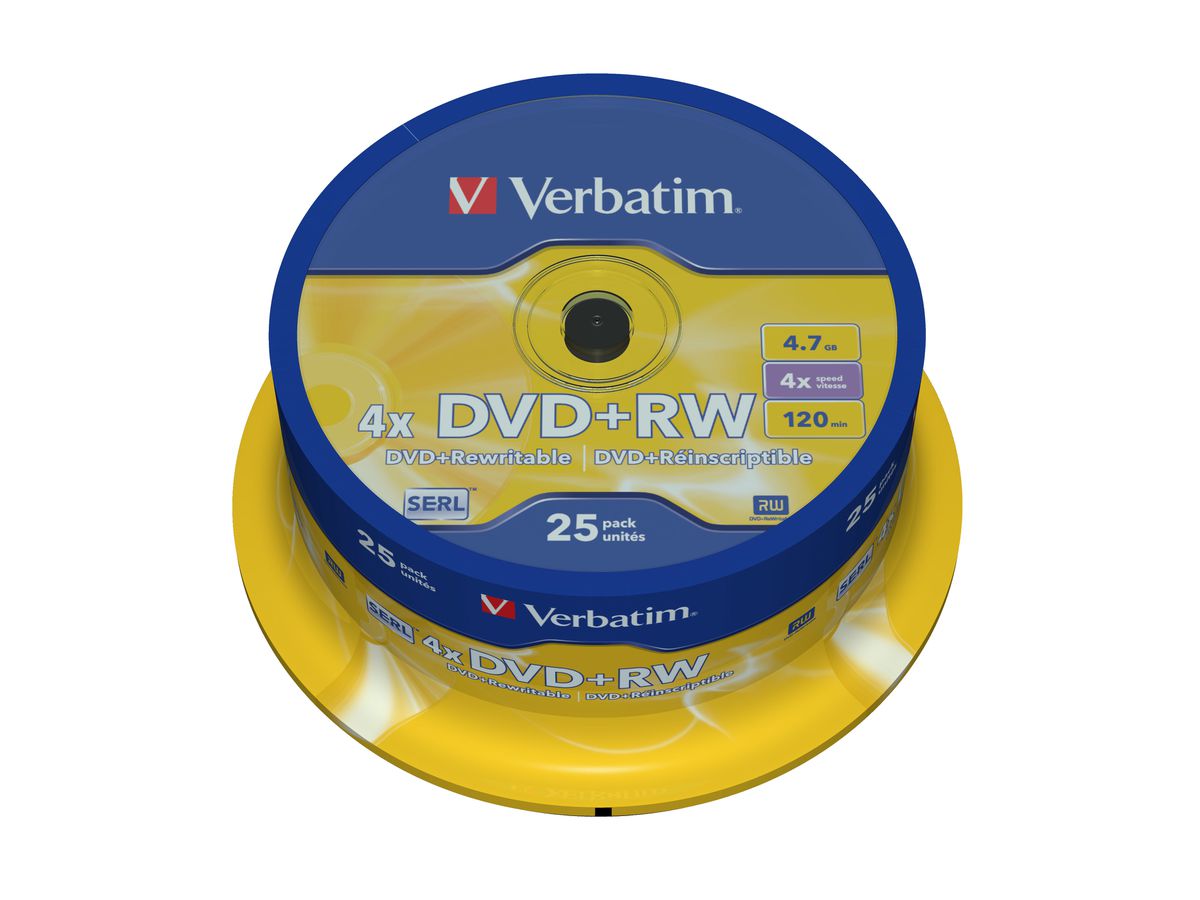 Verbatim DVD+RW Matt Silver 4,7 Go 25 pièce(s)